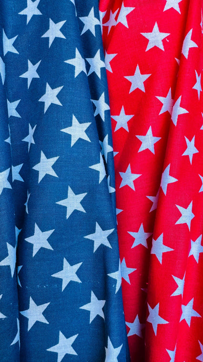 Stars Freedom design print on Poly Cotton non stretch  58/60” Sold by the YD. High quality fabrics by AlexLAFabrics
