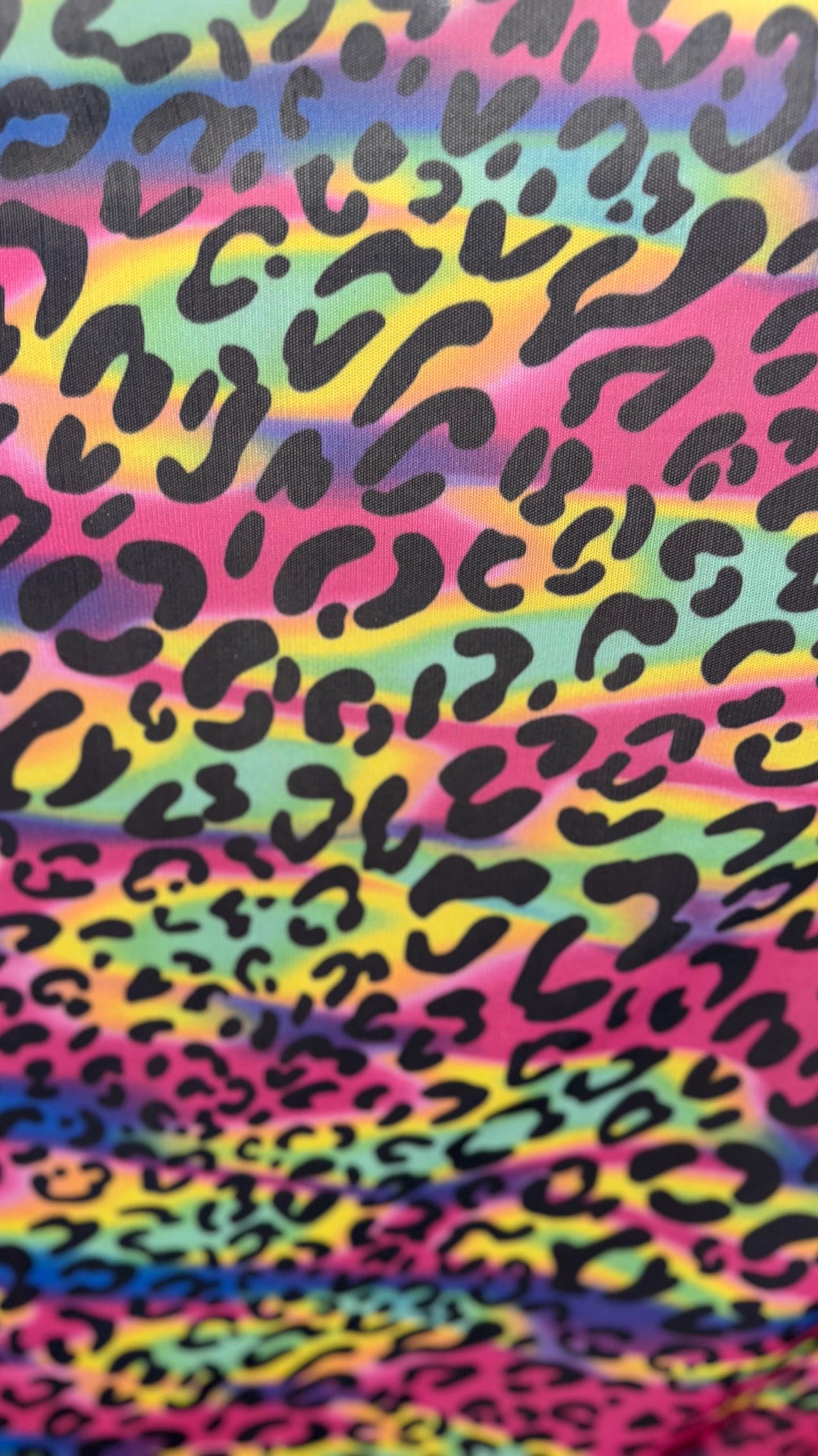 Rainbow Exotic Leopard design print on great quality of nylon spandex power mesh 4-way stretch 58/60” High quality fabrics by AlexLAFabrics