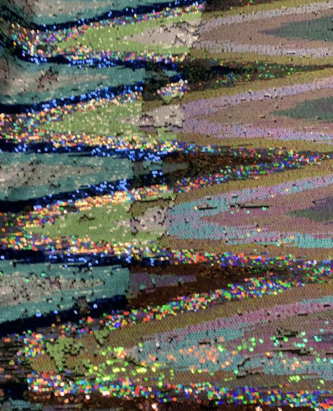 ZIGZAG chevron modern iridescent reversible sequins multicolor on nylon base 2way 55/57" Sold by the YD. Ships worldwide from Los Angeles CA