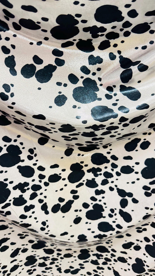 Luxury Dalmatian design on metallic nylon spandex with foggy foil  4-way stretch 58/60” High quality fabrics by AlexLAFabrics