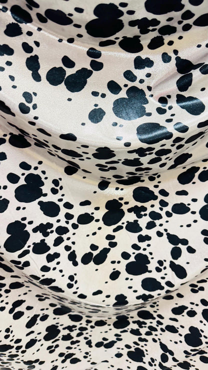 Luxury Dalmatian design on metallic nylon spandex with foggy foil  4-way stretch 58/60” High quality fabrics by AlexLAFabrics