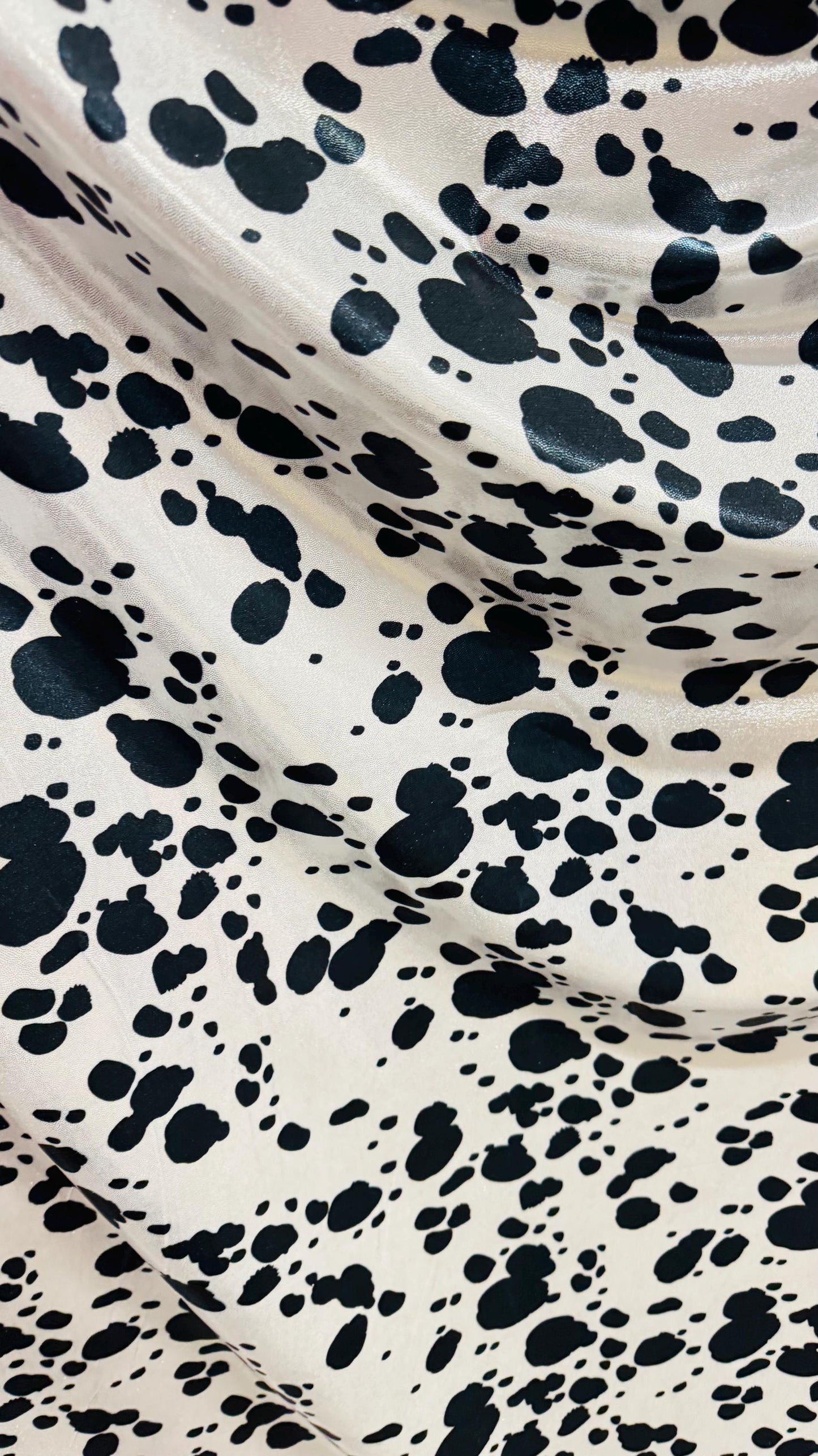 Luxury Dalmatian design on metallic nylon spandex with foggy foil  4-way stretch 58/60” High quality fabrics by AlexLAFabrics