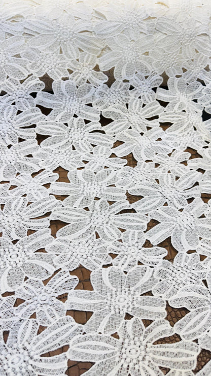 New Lace crochet Flower France design off white  2-way stretch 45/47” Sold by the YD.