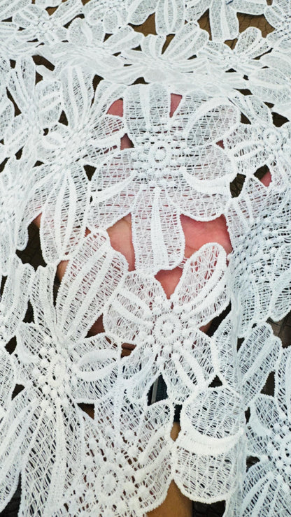 New Lace crochet Flower France design off white  2-way stretch 45/47” Sold by the YD.