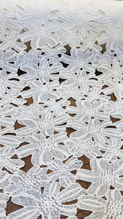 New Lace crochet Flower France design off white  2-way stretch 45/47” Sold by the YD.