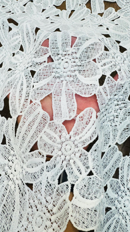 New Lace crochet Flower France design off white  2-way stretch 45/47” Sold by the YD.