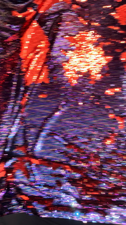 NEW flip up sequins Red/Multi Pewter 2 tone reversible sequins 58/60" Sold by the YD. Ships worldwide from Los Angeles California USA