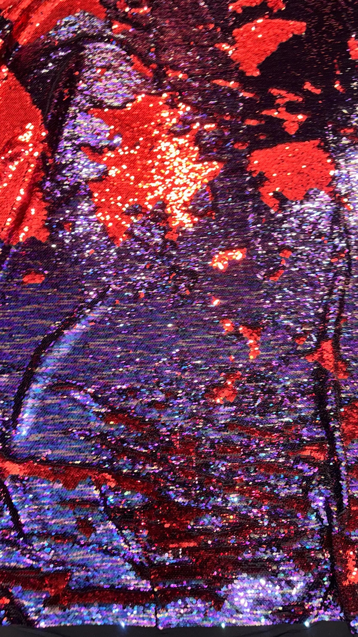 NEW flip up sequins Red/Multi Pewter 2 tone reversible sequins 58/60" Sold by the YD. Ships worldwide from Los Angeles California USA
