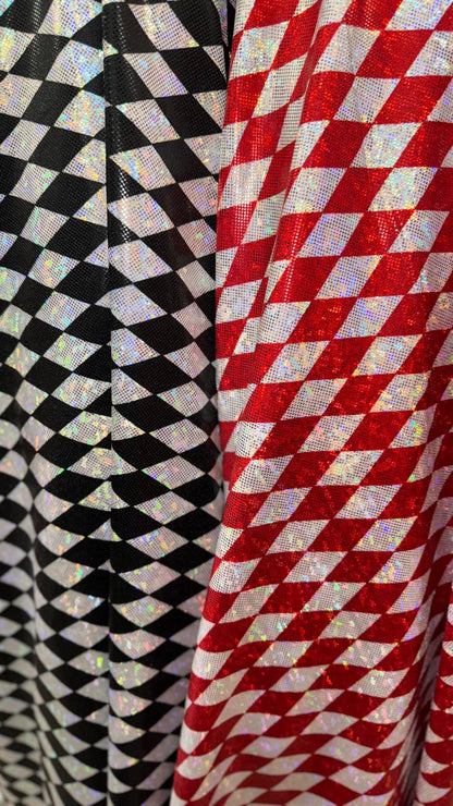 New Diamond Harlequin design Hologram Shattered Glass metallic nylon spandex 4way stretch 58/60" Sold by the YD. Ships worldwide from L.A
