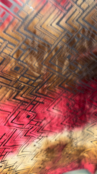 New burnout Ombre  Geometric design Bronze/Red color 4-way stretch 58/60” Sold by the YD. Ships worldwide from Los Angeles California USA.