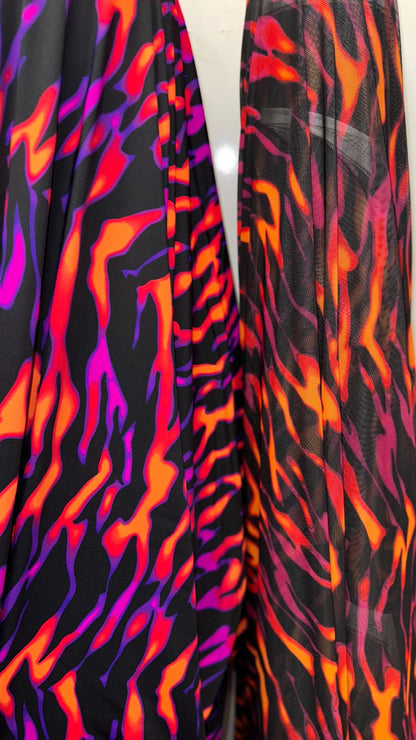 New tiger camouflage design print on heavy nylon spandex and power mesh nylon spandex  4way stretch 58/60" Sold by the YD. Ships worldwide