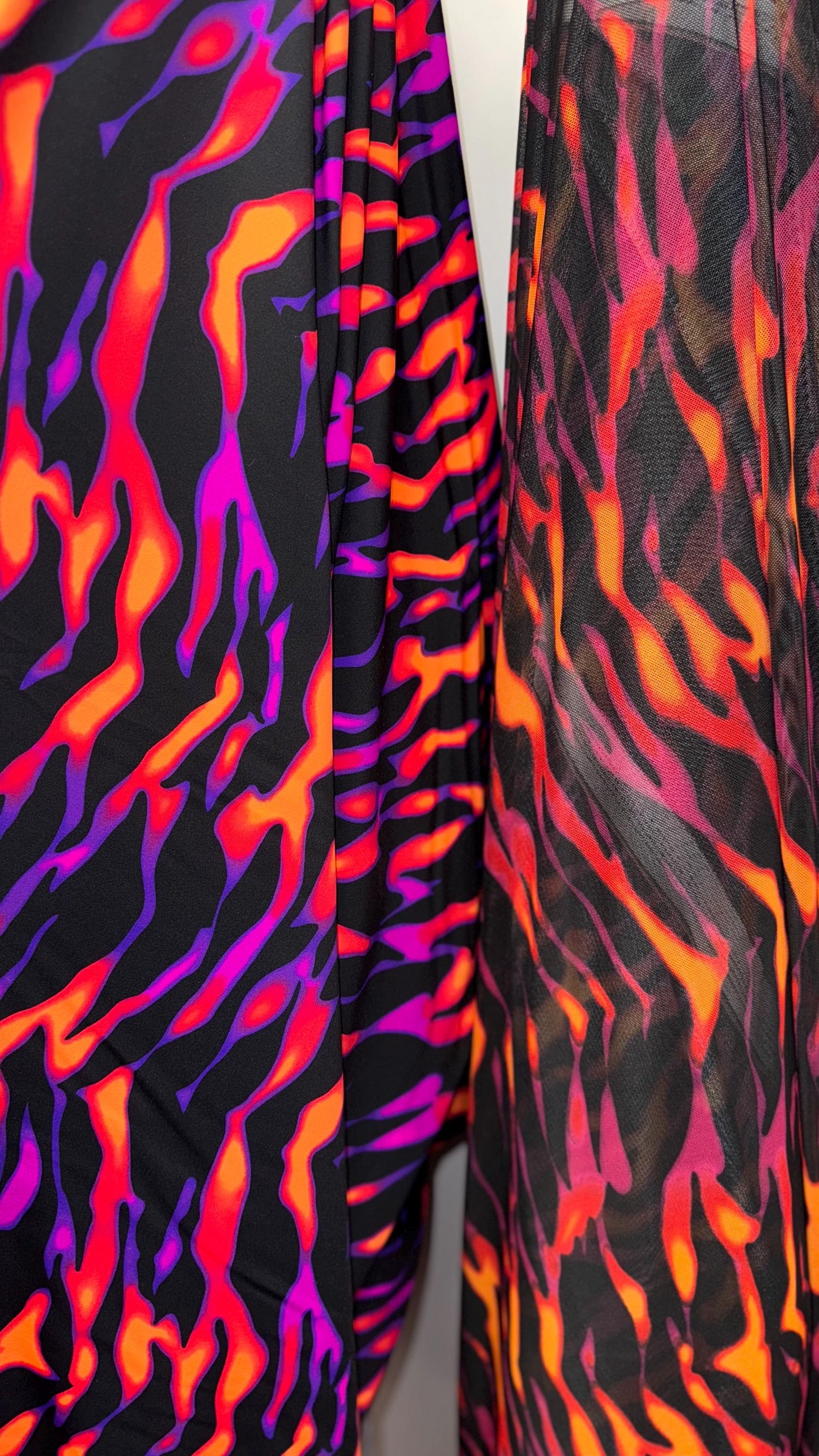 New tiger camouflage design print on heavy nylon spandex and power mesh nylon spandex  4way stretch 58/60" Sold by the YD. Ships worldwide