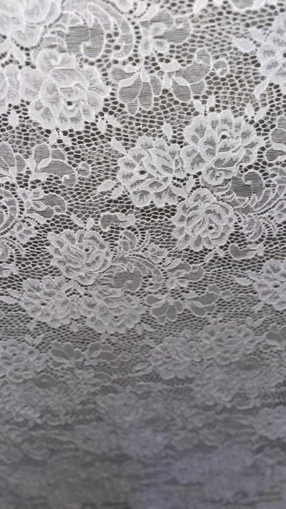 White Victoria lace 4-way stretch 58/60” High quality fabrics by AlexLAFabrics