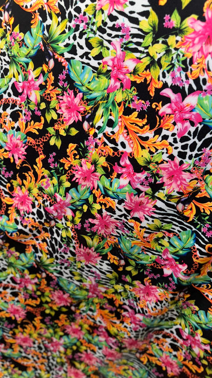 New Tropical Safari design print on great quality of Nylon spandex 4-way stretch 58/60” Sold by the YD. Ships worldwide from Los Angeles