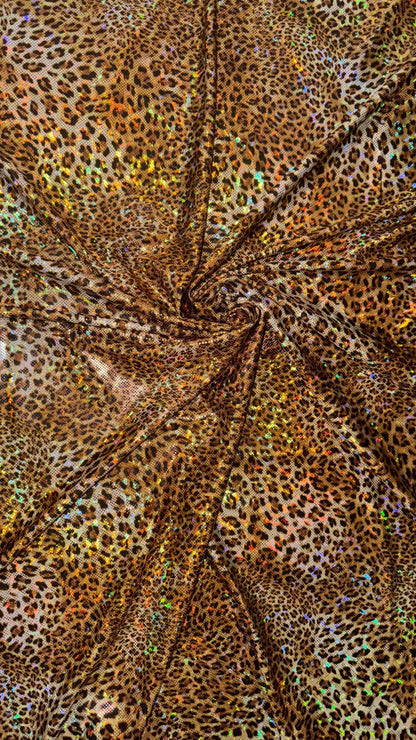 Cheetah hologram design New shattered glass hologram  metallic nylon spandex 4-way stretch 58/60” Sold by the YD. Ships worldwide from LA CA