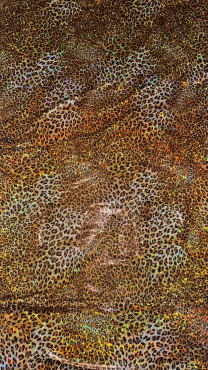 Cheetah hologram design New shattered glass hologram  metallic nylon spandex 4-way stretch 58/60” Sold by the YD. Ships worldwide from LA CA