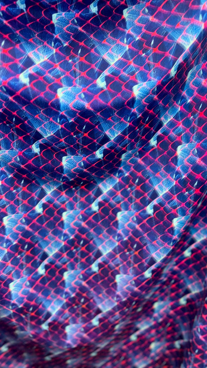 New Exotic Dragon View abstract design print on nylon spandex 4-way 58/60” Sold by the YD. Ships worldwide from Los Ángeles California USA.