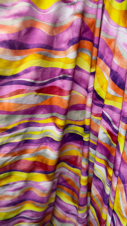 New abstract Wavy design print on great quality of Nylon spandex 4-way stretch 58/60” Sold by the YD. Ships worldwide from Los Angeles CA