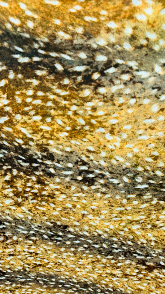 Bambi Exotic design animal print on stretch velvet best quality 58/60” Sold by the YD. Ships worldwide from Los Angeles California USA.