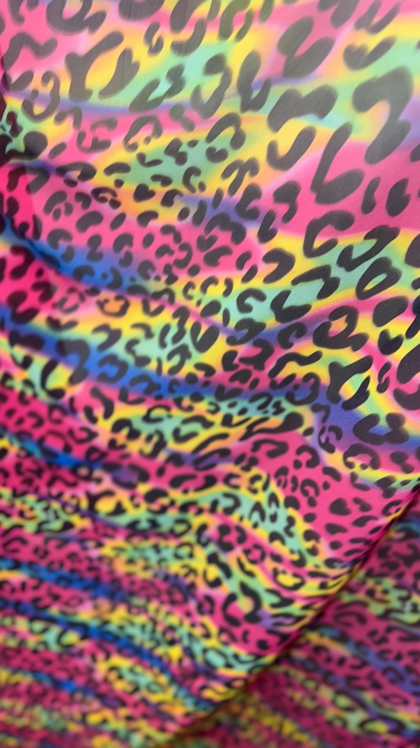 Rainbow Exotic Leopard design print on great quality of nylon spandex power mesh 4-way stretch 58/60” High quality fabrics by AlexLAFabrics