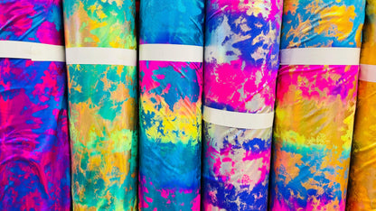 New Splattered lava abstract design Iridescent metallic nylon spandex 4-way stretch 58/60" Sold by the YD. Ships worldwide from Los Angeles
