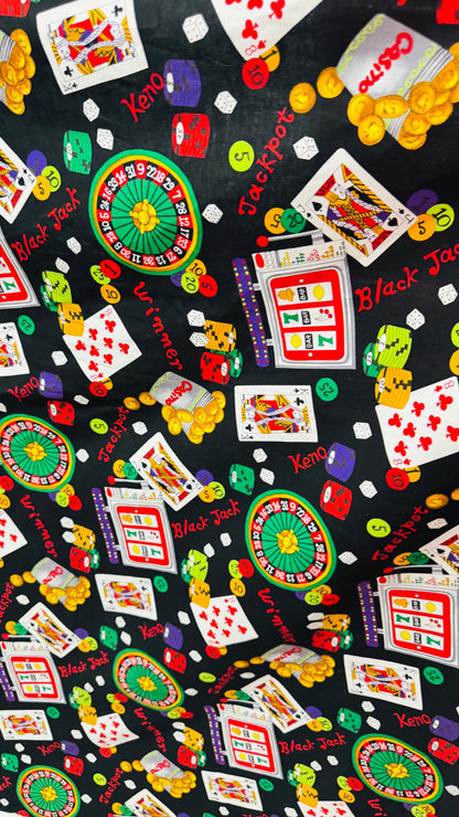 100% cotton Casino Vegas design print on great quality of cotton soft fabric 44/45” Sold by the YD. Ships worldwide from Los Angeles CA USA