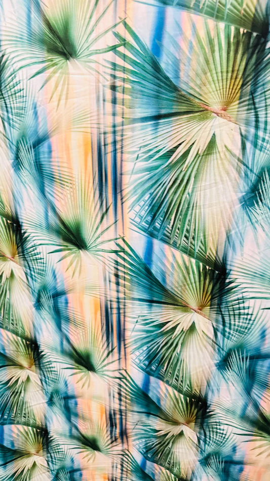 New paradise tropical design multi color great quality of nylon spandex 4-way stretch 58/60” Sold by the YD. Ships worldwide from Los CA USA