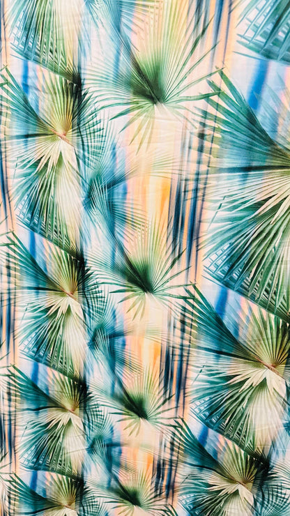New paradise tropical design multi color great quality of nylon spandex 4-way stretch 58/60” Sold by the YD. Ships worldwide from Los CA USA