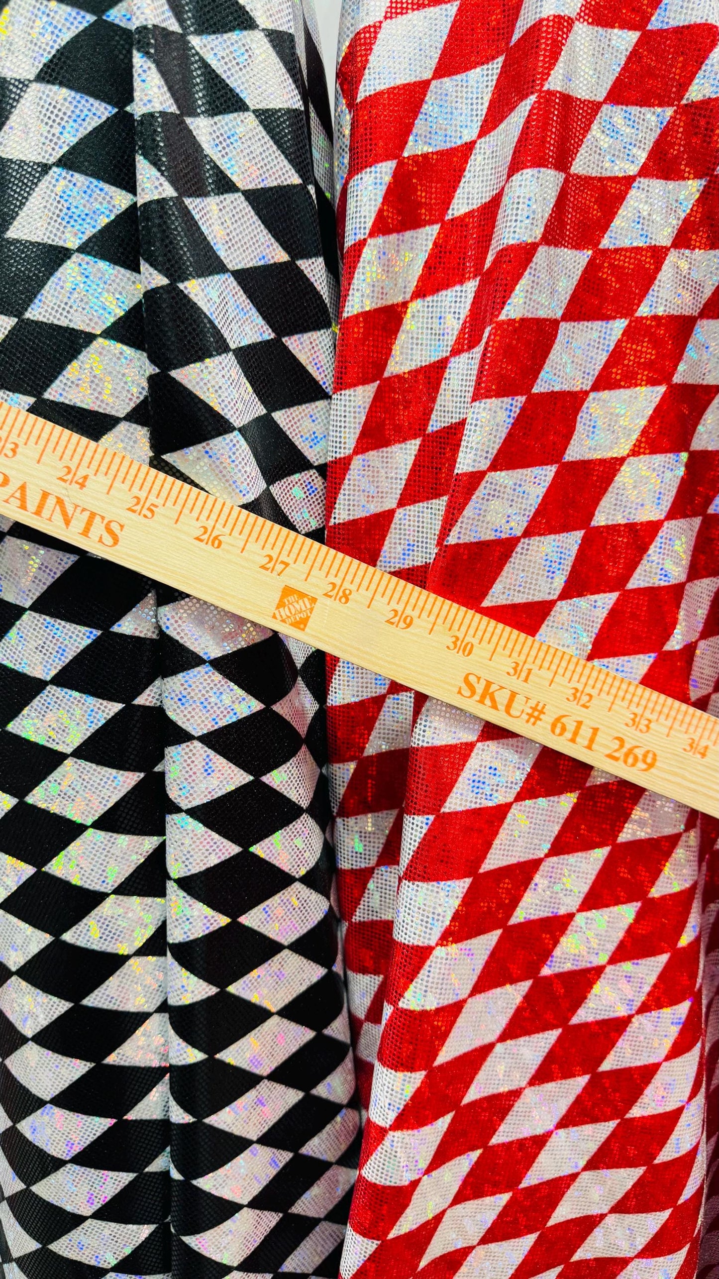 New Diamond Harlequin design Hologram Shattered Glass metallic nylon spandex 4way stretch 58/60" Sold by the YD. Ships worldwide from L.A