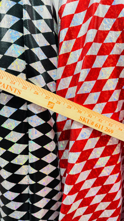 New Diamond Harlequin design Hologram Shattered Glass metallic nylon spandex 4way stretch 58/60" Sold by the YD. Ships worldwide from L.A