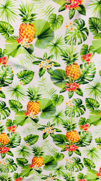 New Pineapple tropical design multicolor print on best quality of nylon spandex 4-way stretch 58/60” Sold by the YD. Ships  Worldwide