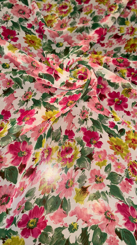 New Romantic Floral design print on great quality of high multi chiffon non stretch 58/60” Sold by the YD. Ships worldwide from Los Angeles