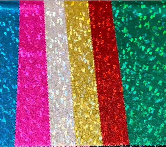 New Shattered glass with foggy foil Hologram metallic nylon spandex 4way stretch 58/60" Sold by the YD. Ships worldwide from Los Angeles CA