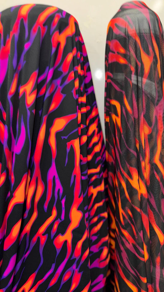 New tiger camouflage design print on heavy nylon spandex and power mesh nylon spandex  4way stretch 58/60" Sold by the YD. Ships worldwide