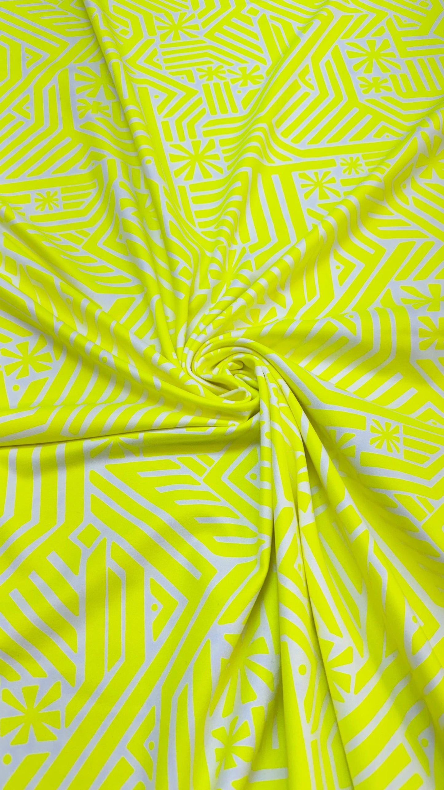 Geometric Fashion design nylon spandex 4way stretch 54/55" sold by the yd. Ships worldwide from Los Angeles California USA