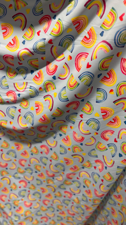 New Lovely Rainbow design  print on nylon spandex 4way Stretch 58/60" Sold by the YD. Ships worldwide from Los Ángeles California USA.