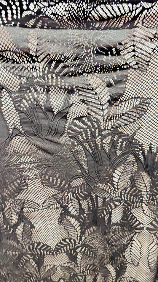 Stretch lace abstract Leaves design NEW LACE 4way stretch 50/52" sold by the yd. Ships worldwide from Los Angeles California USA.