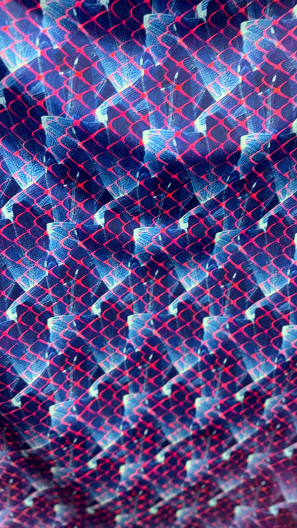 New Exotic Dragon View abstract design print on nylon spandex 4-way 58/60” Sold by the YD. Ships worldwide from Los Ángeles California USA.