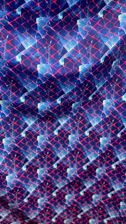 New Exotic Dragon View abstract design print on nylon spandex 4-way 58/60” Sold by the YD. Ships worldwide from Los Ángeles California USA.