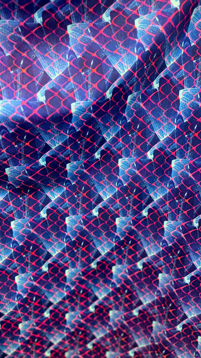 New Exotic Dragon View abstract design print on nylon spandex 4-way 58/60” Sold by the YD. Ships worldwide from Los Ángeles California USA.