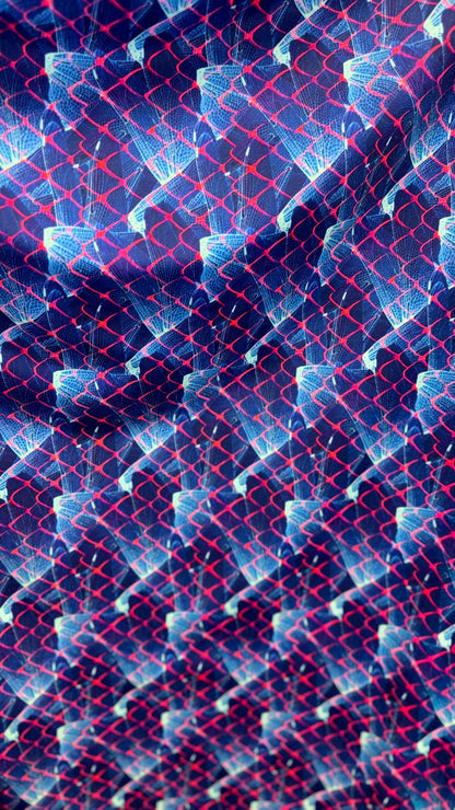 New Exotic Dragon View abstract design print on nylon spandex 4-way 58/60” Sold by the YD. Ships worldwide from Los Ángeles California USA.