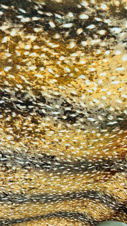 Bambi Exotic design animal print on stretch velvet best quality 58/60” Sold by the YD. Ships worldwide from Los Angeles California USA.