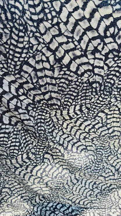 New Exotic Abstract Animal design foil on slinky spandex 4way stretch 58/60" Sold by the YD. Ships worldwide from Los Angeles California USA
