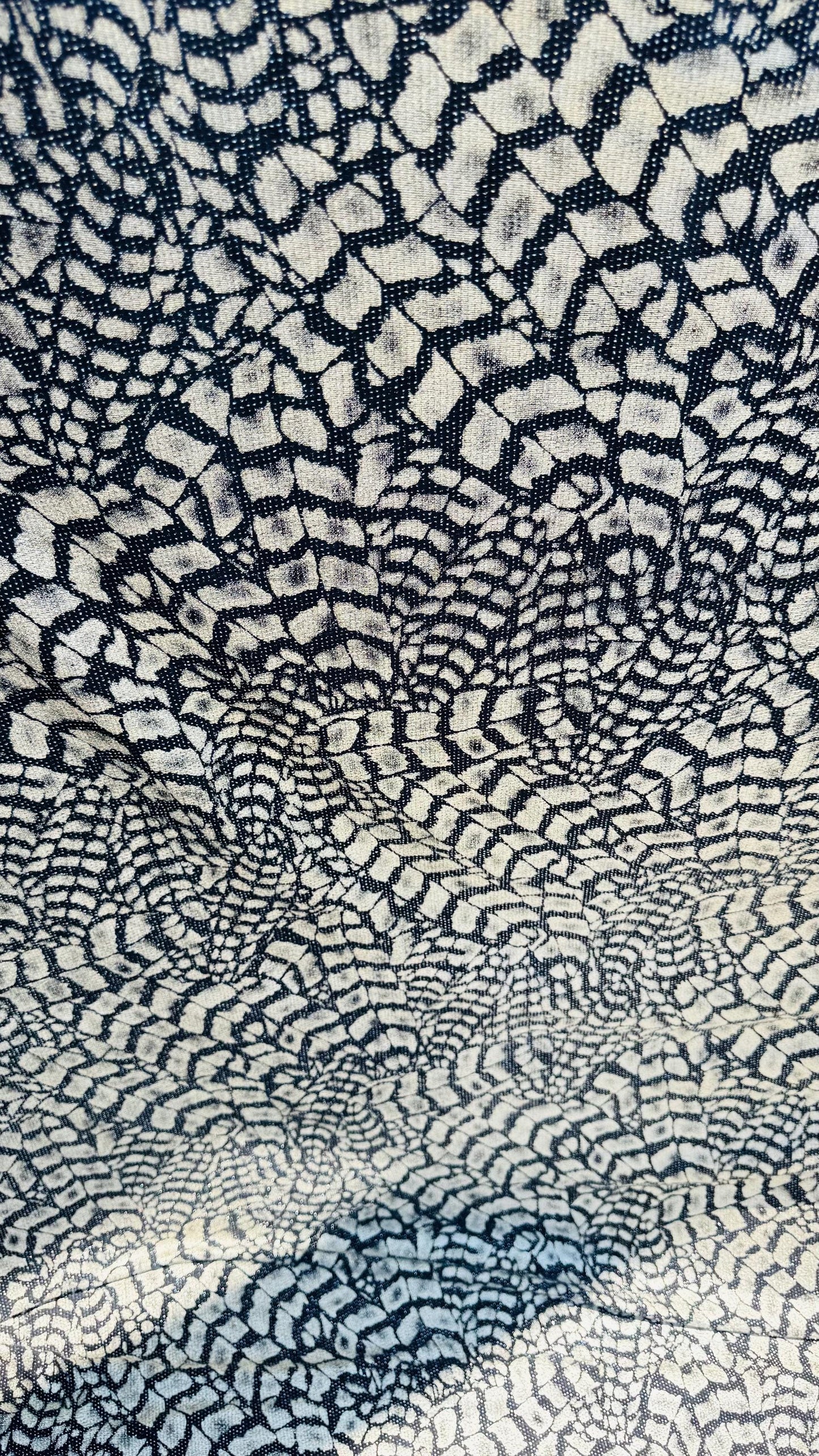 New Exotic Abstract Animal design foil on slinky spandex 4way stretch 58/60" Sold by the YD. Ships worldwide from Los Angeles California USA