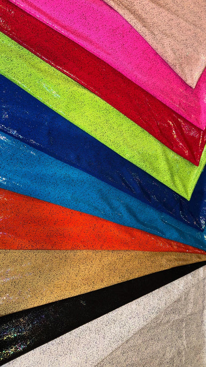 New Iridescent Pebbles hologram foil metallic nylon spandex 4-way stretch 58/60” Sold by the YD. Ships worldwide from Los Angeles CA USA