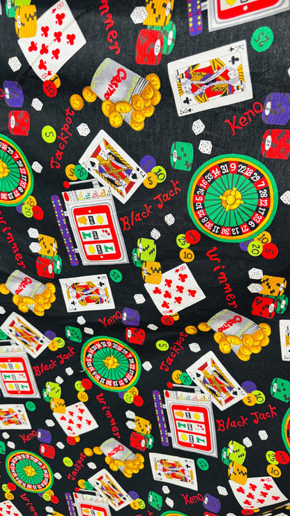 100% cotton Casino Vegas design print on great quality of cotton soft fabric 44/45” Sold by the YD. Ships worldwide from Los Angeles CA USA