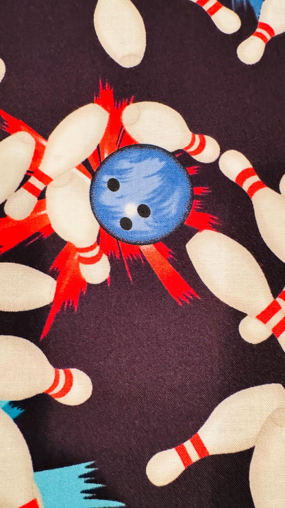 100% cotton Bowling design print on great quality of cotton soft fabric 44/45” Sold by the YD. Ships worldwide from Los Angeles CA USA