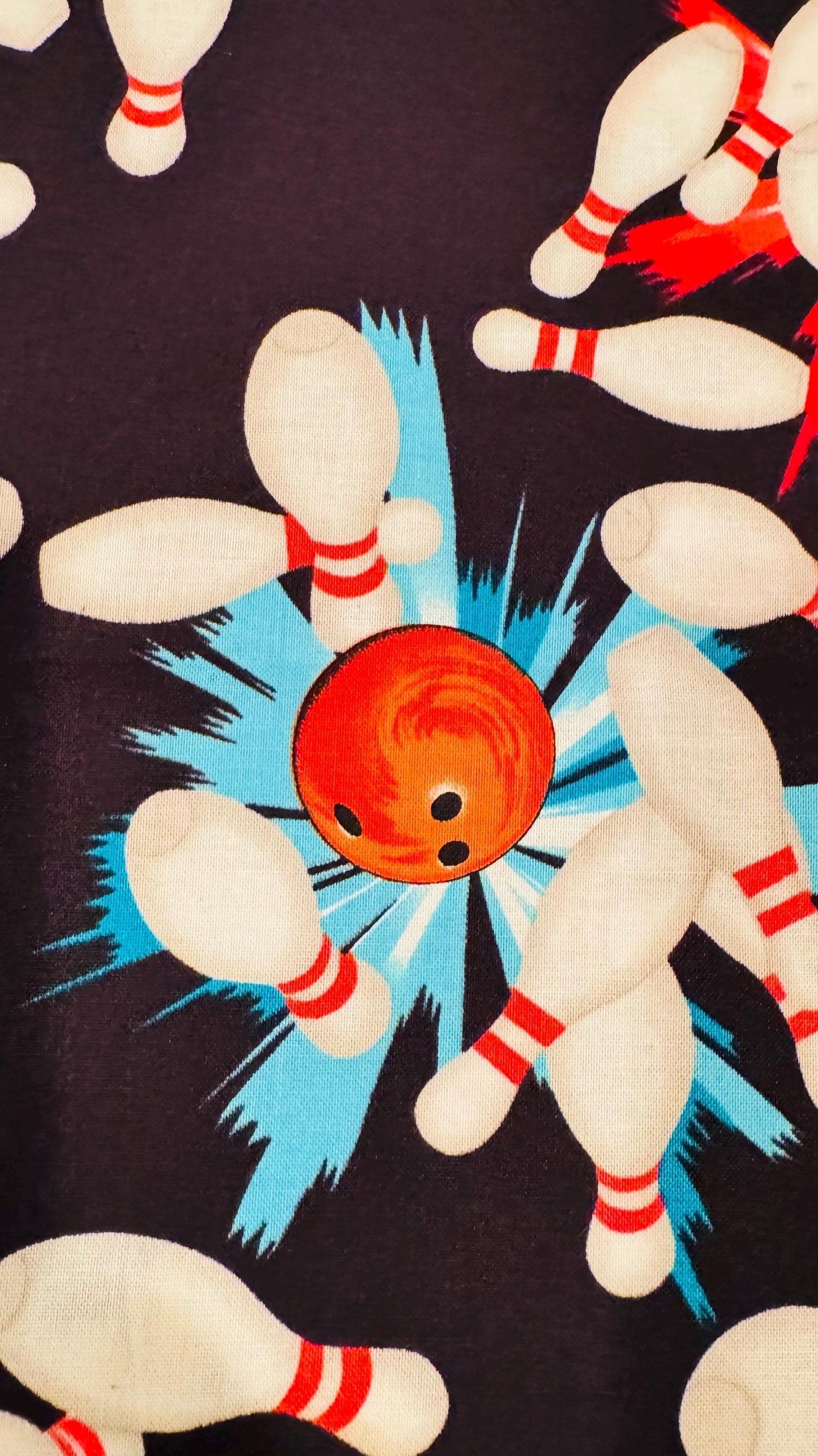 100% cotton Bowling design print on great quality of cotton soft fabric 44/45” Sold by the YD. Ships worldwide from Los Angeles CA USA