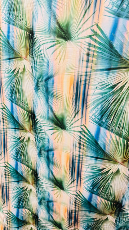 New paradise tropical design multi color great quality of nylon spandex 4-way stretch 58/60” Sold by the YD. Ships worldwide from Los CA USA