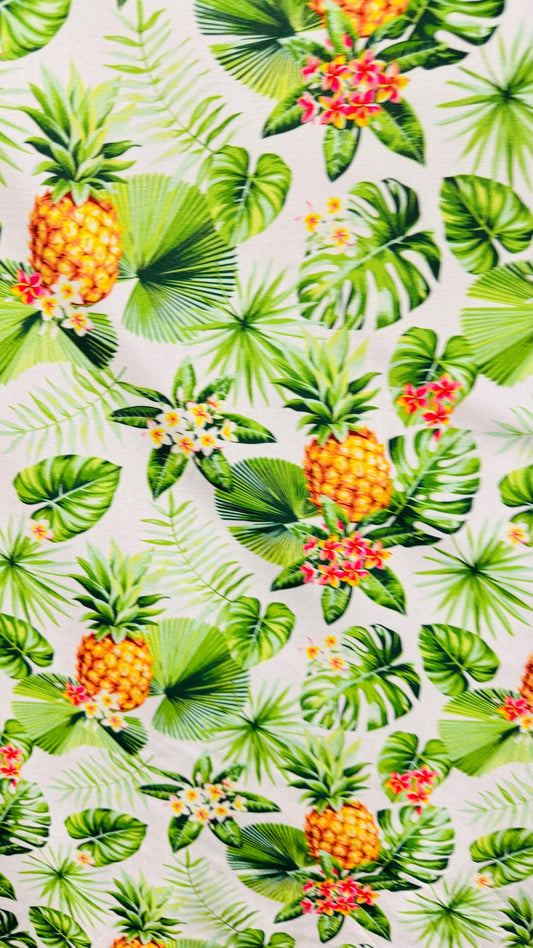 New Pineapple tropical design multicolor print on best quality of nylon spandex 4-way stretch 58/60” Sold by the YD. Ships  Worldwide